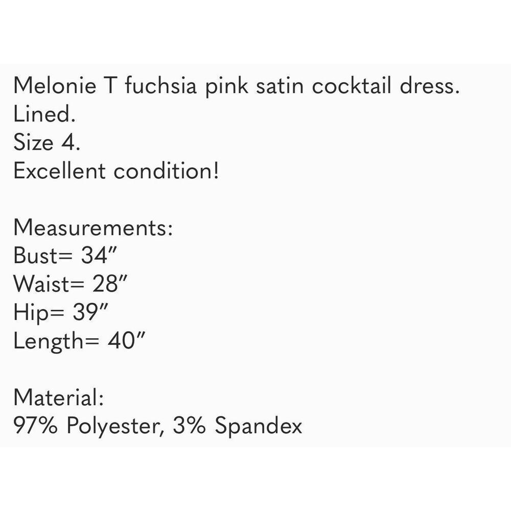 Melonie T Satin Dress Fuchsia size 4 - Picture 4 of 5